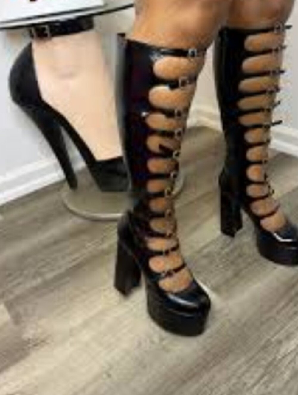 Black Goth Chunky Platform Summer Boots 😍 - Picture 6 of 11